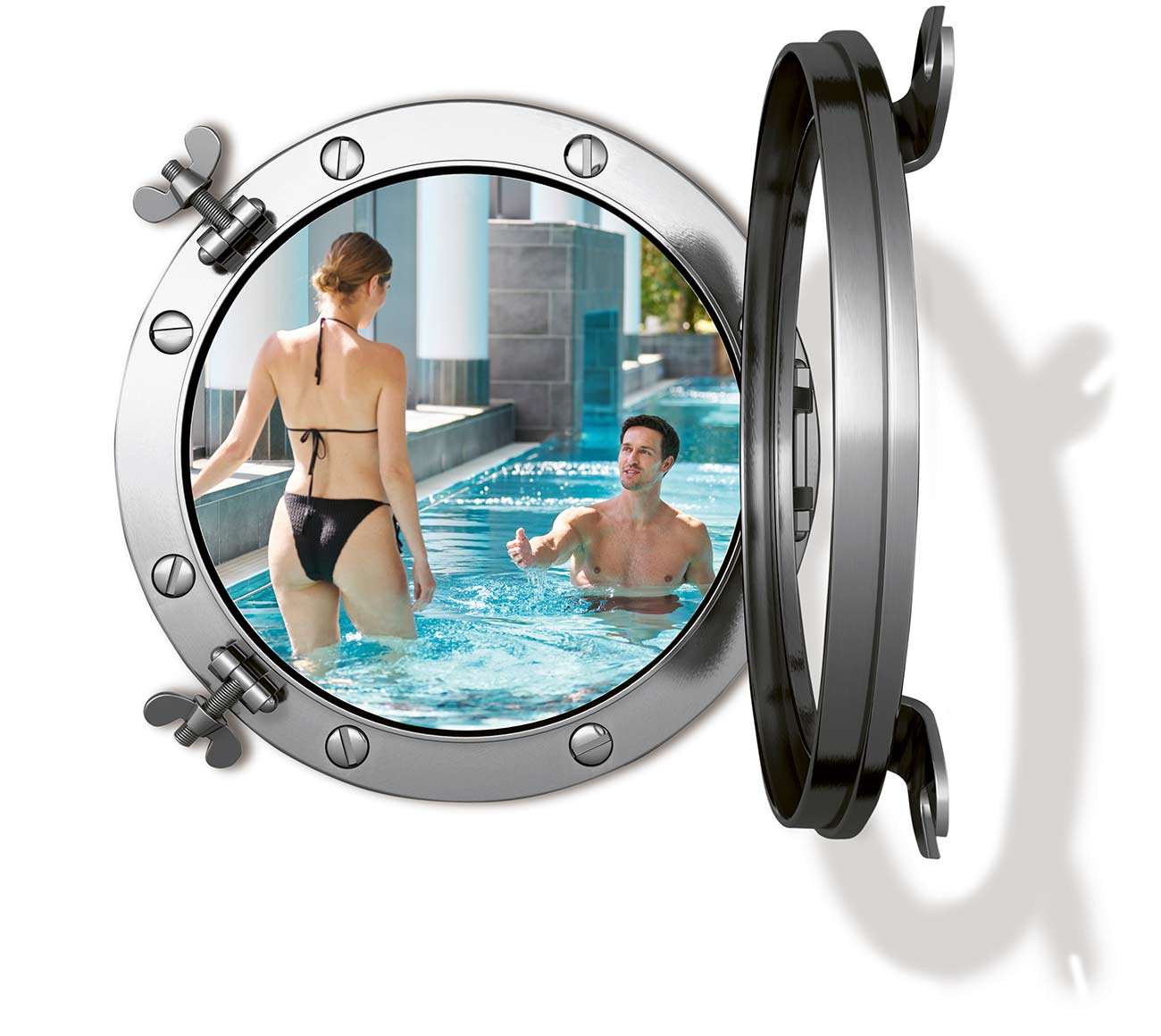 Pärchen genießen den Aufenthalt im Thermalwasser